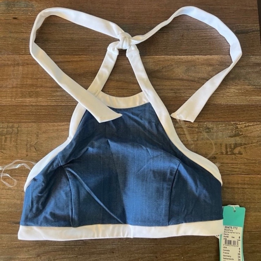 Seafolly Blue and White Halter Top